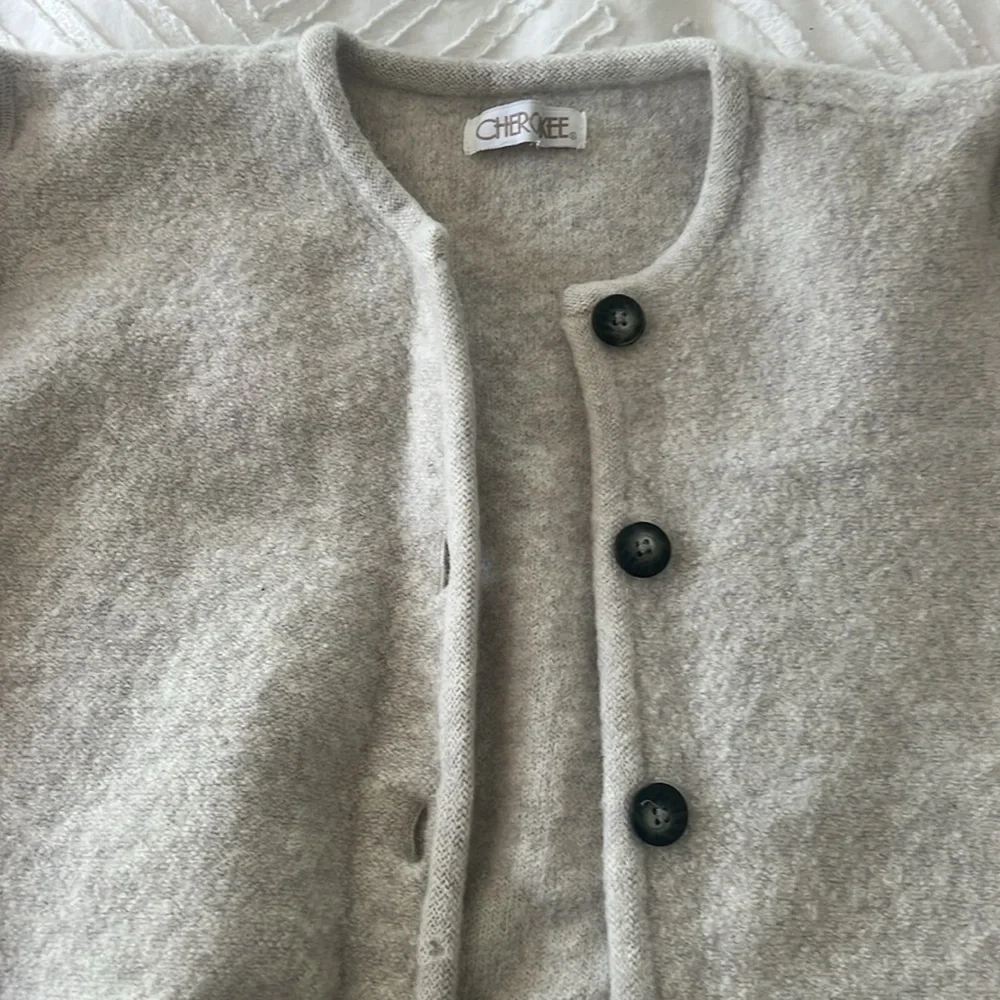 Vintage Cherokee 100% Wool Embroidered Pocket   Cardigan - Picture 3 of 5